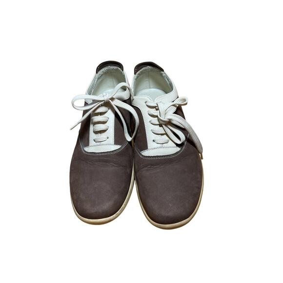 Zegna Sport Oxford Sneaker Shoes Made In Italy Mens 7.5 Brown Cream Lace Up - Picture 4 of 9